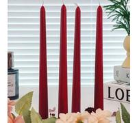 Shein 4 velas rojas largas, velas perfumadas de cera de soja, adecuadas para decoración de bodas y Navidad, decoración interior, regalos para fiestas, regal