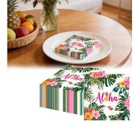 Shein 40/20/1 pieza Servilletas desechables con tema hawaiano, servilletas decorativas estilo hawaiano, adecuadas para baño, boda, vacaciones, fiesta de cum