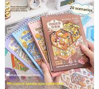 Shein 40 piezas Colección de álbum de pegatinas 3D de paisaje 20-en-1, pegatinas decorativas de escena de dibujos animados para manualidades de scrapbooking