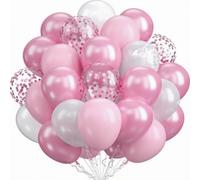Shein 40 piezas de globos rosa perla y blanco perla con globos de lentejuelas de lámina rosa, adecuados para decoración de fiesta de cumpleaños, despedida d