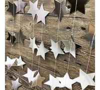 Shein 400cm Cintas metálicas con estrellas colgantes, guirnalda de estrellas de cinco puntas para decoración de fiestas de cumpleaños, Navidad