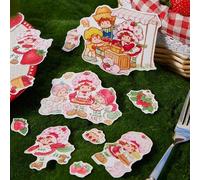 Shein 42 piezas Paquete de pegatinas con diseños de personajes de dibujos animados lindos y estampado de fresas, ideas de regalo, verano/primavera, vacacion