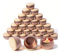 Shein 44 piezas Kit de fabricación de velas en color oro rosa, 8 tarros de metal vacíos con tapas de madera, suministros para hacer velas DIY, regalo del Ei