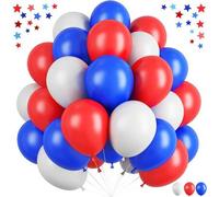 Shein 46 piezas/Globos rojos, blancos y azules, globos de látex de helio de 10 pulgadas azul, rojo y blanco, adecuados para cumpleaños con tema náutico de d