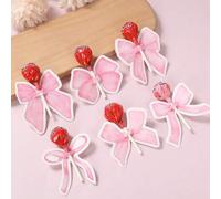 Shein 48 piezas Tarjetas de decoración con lazos rosas en forma de paleta, decoración de fiesta de cumpleaños rosa, tarjetas soporte de paleta de papel, tar