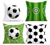 Shein 4pcs/Set Funda de Almohada con Tema de Fútbol, Funda de Cojín Impresa en un Solo Lado, Adecuada para Sala de Estar, Dormitorio, Decoración del Hogar,