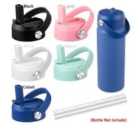 Shein 4pcs/Set Tapa de Repuesto con Pajita para Botellas de Boca Ancha de 12 16 18 20 32 40 64 Oz, Con 2 Pajitas, 1 Cepillo, Accesorios de Tapas para Botell