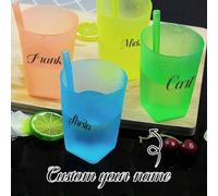 Shein 4pcs/Set Vasos de plástico personalizados con pajitas integradas, Vasos portátiles de 12.17oz, Colores aleatorios, Perfectos para fiestas y reuniones