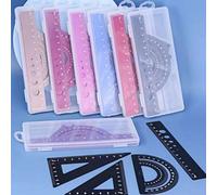 Shein 4piezas/Set Juego de Dibujo de Metal con Caja de Almacenamiento Juego de Reglas de Medición para Estudiantes Juego Multifuncional