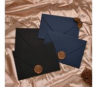 Shein 5/10/50 piezas Juego de Sobres y Papelería de Lino, Encuadernación de Libro de Tapa Dura Estilo Vintage, Papel Especial, Incluye Invitaciones y Postal