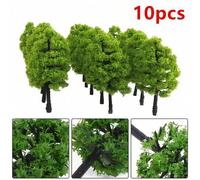 Shein 5/10 piezas Árboles de plástico verde en miniatura, árbol artificial mini de 2 pulgadas, flor artificial, plantas falsas, para decoración de maquetas