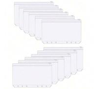 Shein 5/10 piezas Bolsas con cremallera de PVC transparente A5/A6, duraderas e impermeables, diseño de 6 anillos, convenientes para organizar documentos, fo