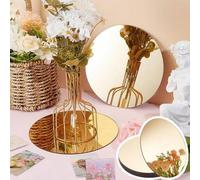 Shein 5/10 piezas Espejos redondos de acrílico, espejos decorativos de 20cm/30cm con centro dorado, bandejas de espejo redondo adecuadas para mesa de comedo