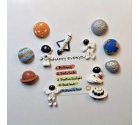 Shein 5/10 piezas - Imanes de nevera con tema de astronauta 3D y planeta, pegatinas de nevera lindas, pegatinas de pizarra blanca, imanes decorativos de nev