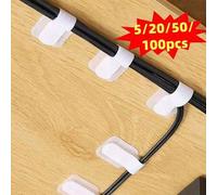 Shein 5/20/50/100 piezas Clips de cable de nailon, clips de cable autoadhesivos, gestión de cables debajo del escritorio, bridas de cable multiusos, adecuad