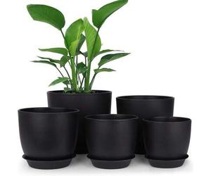 Shein 5 piezas/1 pieza Macetas Utopia Home - Macetas de jardín con drenaje para interiores, adecuadas para macetas de plástico para flores de interior - Exc