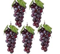 Shein 5 piezas/1 pieza Racimos de uvas moradas artificiales con hojas, racimos de uvas simulados de plástico realistas, racimos de uvas falsos adecuados par