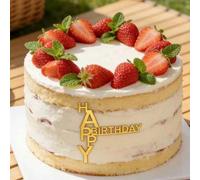 Shein 5 PIEZAS/10 PIEZAS Adorno de Tarta de Acrílico Dorado con Elegante Letras "Feliz Cumpleaños", Diseñado Especialmente para Maravillosas Sorpresas de Cu