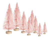 Shein 5 piezas - Árboles de Navidad de cedro artificial mini con base de madera, utilizados para decoración navideña, fiestas de Navidad, mesas de comedor f