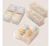 Shein 5 piezas Cajas de almacenamiento plegables para armario - Bolsas organizadoras de ropa interior con rejilla - Divisores de cajón de nylon de varios ta