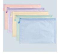 Shein 5 piezas de bolsas con cremallera de malla colorida tipo macaron, en tamaños A4/A5/A6, de PVC transparente y resistente al agua, para múltiples usos c