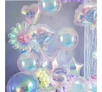 Shein 5 piezas de globos de lámina transparente de colores, globos en forma de estrella, corazón, redondo y concha de 18 pulgadas, adecuados para fiestas de