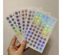 Shein 5 piezas de pegatinas láser degradadas con diseño de estrellas, útiles escolares, de vuelta a la escuela papelería manualidades libro de sticker estik