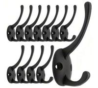 Shein 5 piezas Ganchos de pared de metal negro, ganchos dobles vintage, ganchos para puerta de gran resistencia, adecuados para colgar toallas, sombreros, l