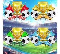 Shein 5 piezas Globos con tema de fútbol, Trofeo dorado, Globo de zapato de fútbol de lámina, Globo de estrella de cinco puntas de 18", Adecuado para fiesta