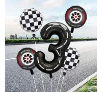 Shein 5 piezas Globos de lámina con tema de carreras 40 pulgadas Globos de helio con números negros Decoración para fiesta de cumpleaños de bebé y baby show