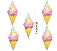 Shein 5 piezas Globos de papel de aluminio con forma de helado, Globos de papel de aluminio con forma de postre, Decoraciones para fiesta de verano en Hawái