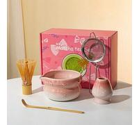 Shein 5 piezas Juego de tazón de cerámica Matcha, Kit de inicio de Matcha, incluye tazón de cerámica Matcha, batidor de Matcha, tamiz de acero inoxidable Ma