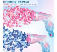 Shein 5 piezas Lanzadores de confeti para fiesta de revelación de género, confeti multicolor en forma de corazón - Cañones de confeti azul & rosa, ideal par