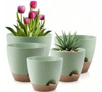 Shein 5 piezas Macetas de autorriego para interiores con agujeros de drenaje y platos, 7, 6.5, 6, 5.5, 5 pulgadas, Utopia Home - Macetas de interior con dre