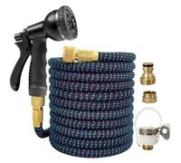 Shein 5 piezas Manguera de jardín expandible con boquilla de rociado ajustable de 8 funciones, conector de metal, suministros de limpieza para lavado de aut