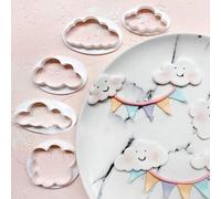 Shein 5 Piezas Molde Para Galletas Con Forma De Nube, Cortador De Galletas Blanco Con Diseño De Caricatura Para Hornear