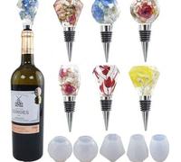 Shein 5 piezas Moldes de silicona para tapones de botella de vino con esfera geométrica, resina epoxi de cristal DIY, decoración del hogar