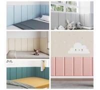 Shein 5 piezas Paneles de pared 3D minimalistas nórdicos con borde protector suave autoadhesivo para mesita de noche y tatami, de colores sólidos lavables (