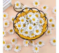 Shein 50/100/500 piezas Cabezas de flor de margarita naranja degradado, flores artificiales realistas para decoración de bodas, fiestas, hogar, clips para e