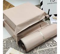 Shein 50/100 piezas Bolsas de mensajería de color café, diseño gráfico simple bolsas de embalaje multiusos, adecuadas para escuela, oficina, regalos, embala