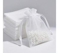 Shein 50/100 piezas Bolsas de regalo blancas de empaquetado, Bolsas de empaquetado de regalo de organza de colores, Bolsas de caramelos de Halloween, Bolsas