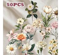 Shein 50/150/250 piezas Pegatinas de flores de tallo largo vintage, adecuadas para decorar portátiles, teléfonos, tabletas, guitarras, equipaje, diarios y o