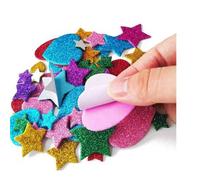 Shein 50/150/300 Piezas Pegatinas de espuma brillante de colores, estrellas autoadhesivas, pegatinas con forma de corazón con brillo, ideales para recuerdos