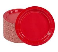 Shein 50/20/10 piezas Platos rojos redondos para postres, que incluyen platos de papel de 7 pulgadas y 9 pulgadas, gruesos y duraderos, de unicolor, adecuad