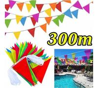 Shein 50-300m Guirnalda de banderines triangulares de colores, decoración para fiesta temática, evento al aire libre, celebración de aniversario