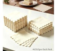 Shein 50/40/25/2 piezas de servilletas de 2 capas con borde ondulado de 5"X5", servilletas plegadas para cena y bebidas, servilletas de postre con borde fes