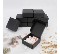 Shein 50 cajas de papel kraft negro, cajas de regalo de papel kraft mini, cajas de papel pequeñas, cajas de embalaje mini con forma de avión de color negro,