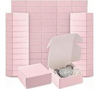 Shein 50 cajas de papel kraft rosa, cajas de regalo de papel kraft mini, cajas de papel pequeñas, cajas de embalaje mini con forma de avión de color rosa, c