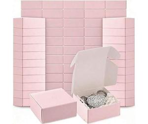 Shein 50 cajas de papel kraft rosa, cajas de regalo de papel kraft mini, cajas de papel pequeñas, cajas de embalaje mini con forma de avión de color rosa, c