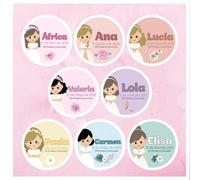 Shein 50 etiquetas personalizadas para la Primera Comunión de niñas. Set de 24 pegatinas o tarjetas. Usos decorativos: regalos para invitados, bolsas de dul